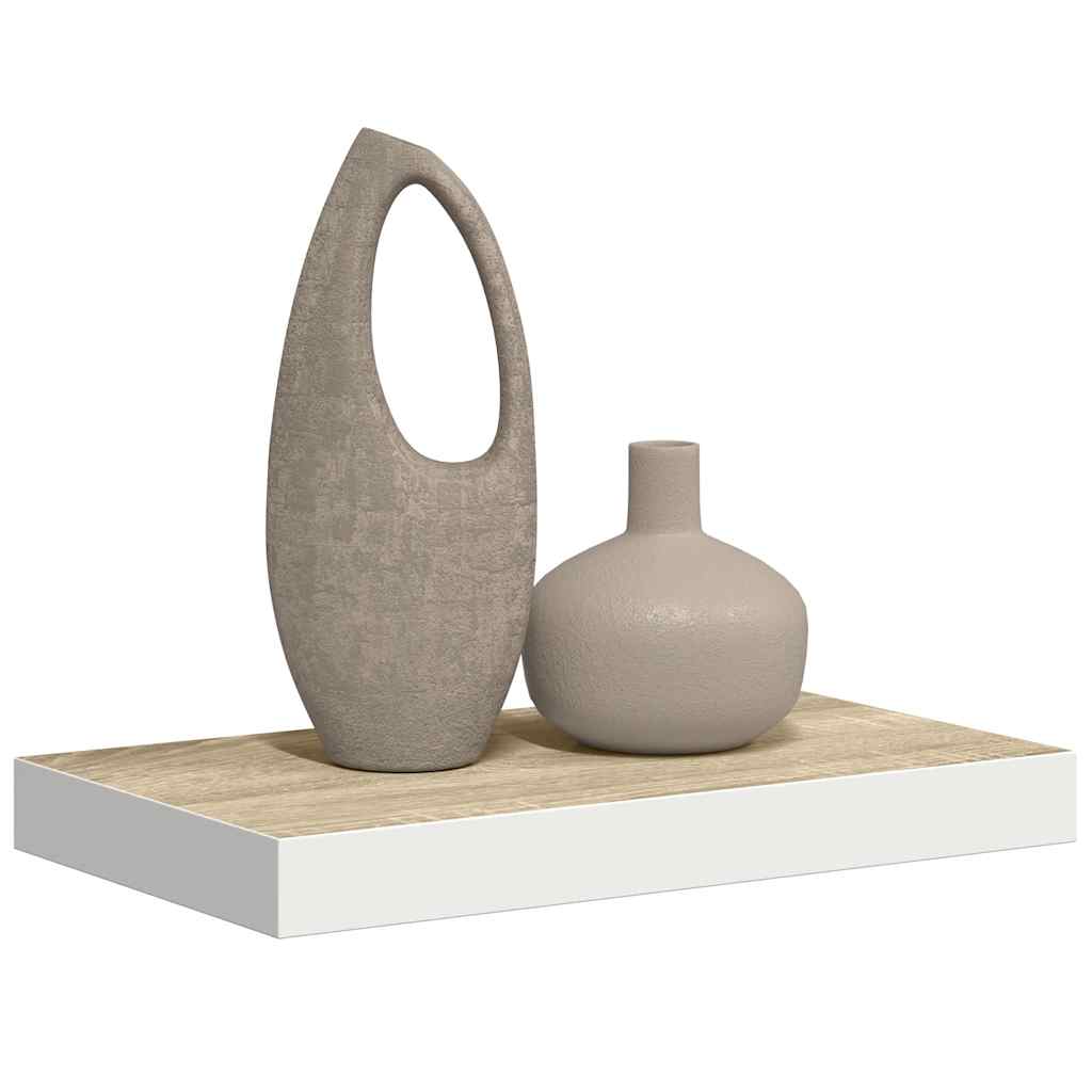 Flytende vegghylle eik og hvit 40x23,5x3,8 cm MDF
