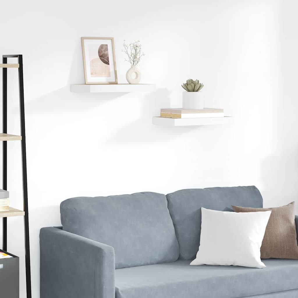 Flytende vegghyller 2 stk eik og hvit 50x23x3,8 cm MDF