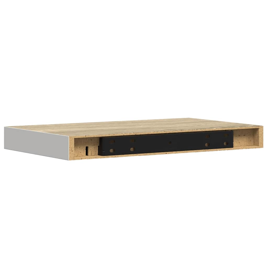 Flytende vegghyller 4 stk eik og hvit 50x23,5x3,8 cm MDF