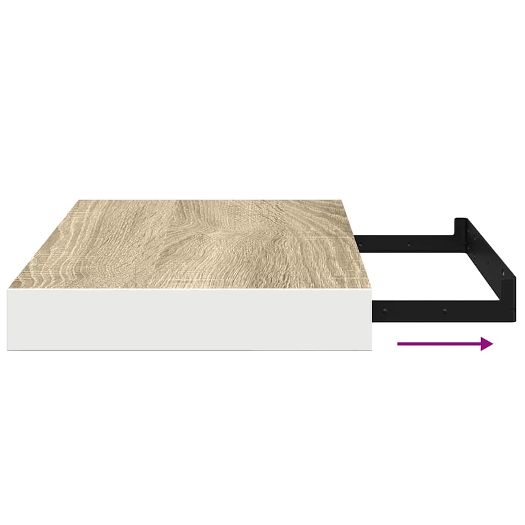 Flytende vegghyller 4 stk eik og hvit 50x23,5x3,8 cm MDF