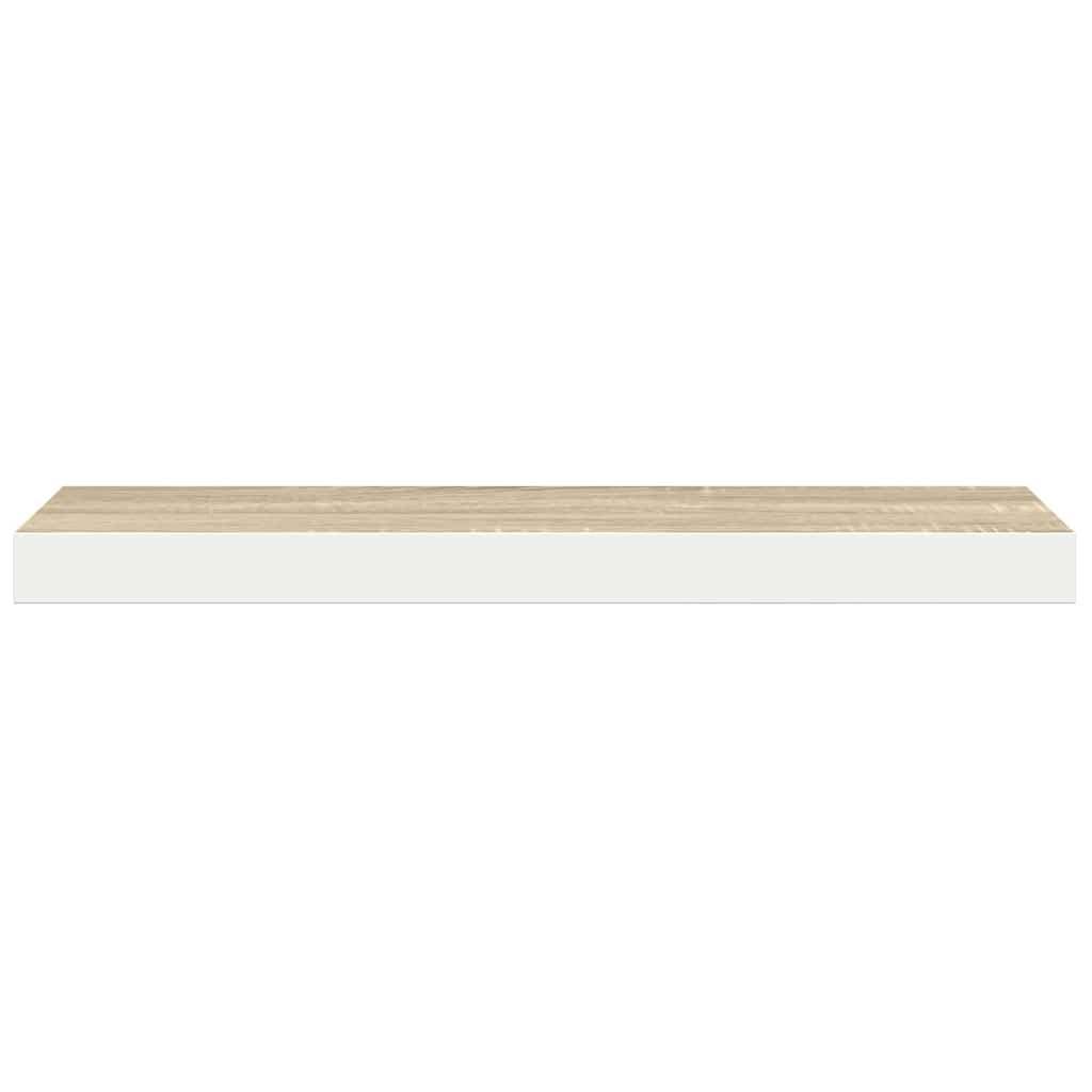 Flytende vegghylle eik og hvit 60x23,5x3,8 cm MDF