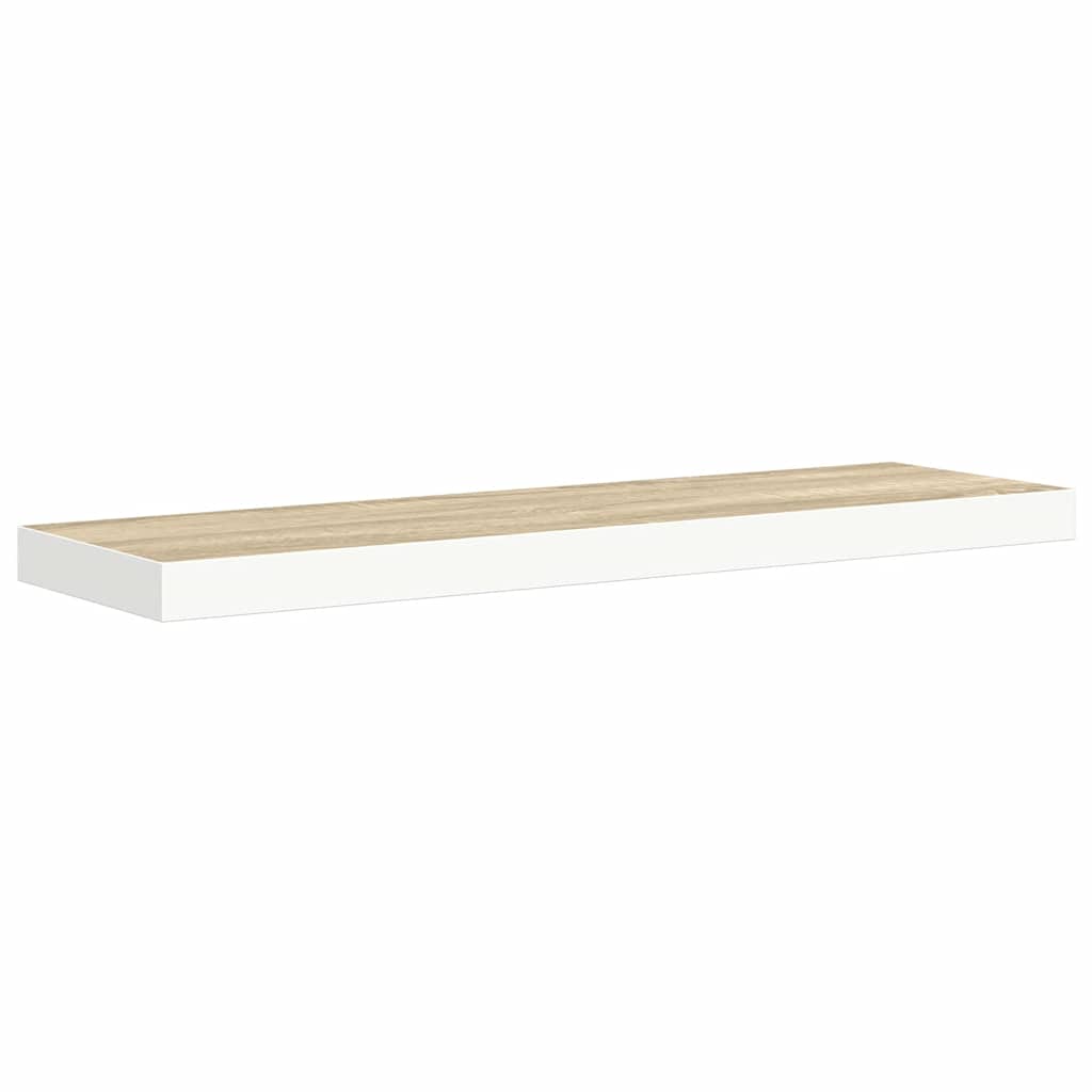 Flytende vegghylle eik og hvit 90x23,5x3,8 cm MDF