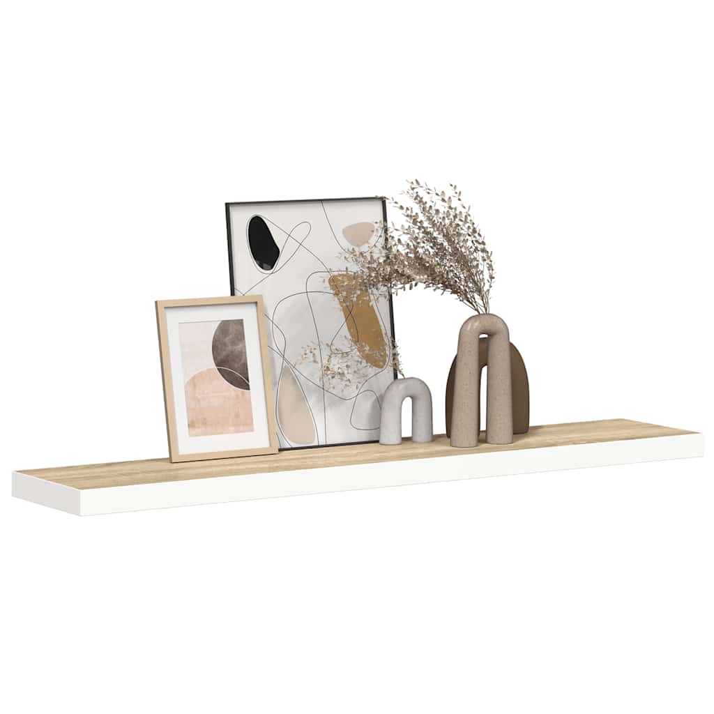 Flytende vegghylle eik og hvit 120x23,5x3,8 cm MDF vidaXL