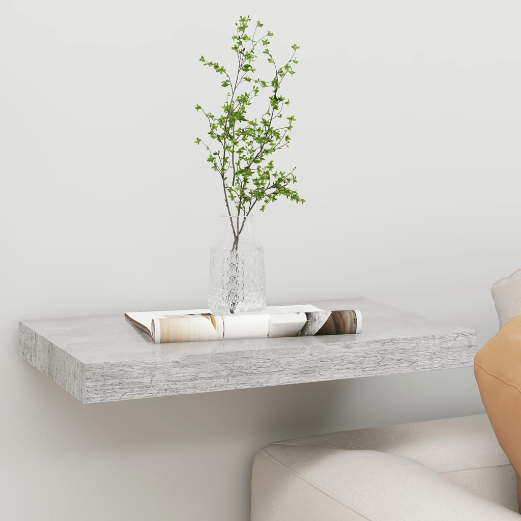 Flytende vegghylle betonggrå 50x23,5x3,8 cm MDF