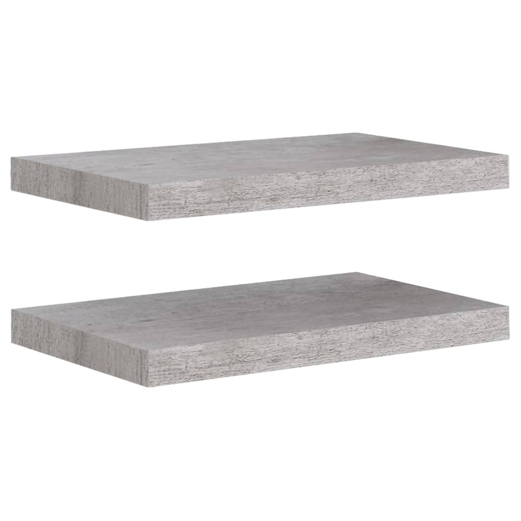 Flytende vegghyller 2 stk betonggrå 50x23,5x3,8 cm MDF