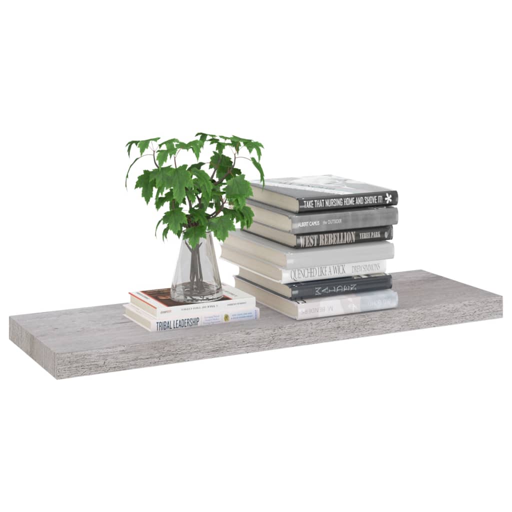 Flytende vegghyller 4 stk betonggrå 80x23,5x3,8 cm MDF