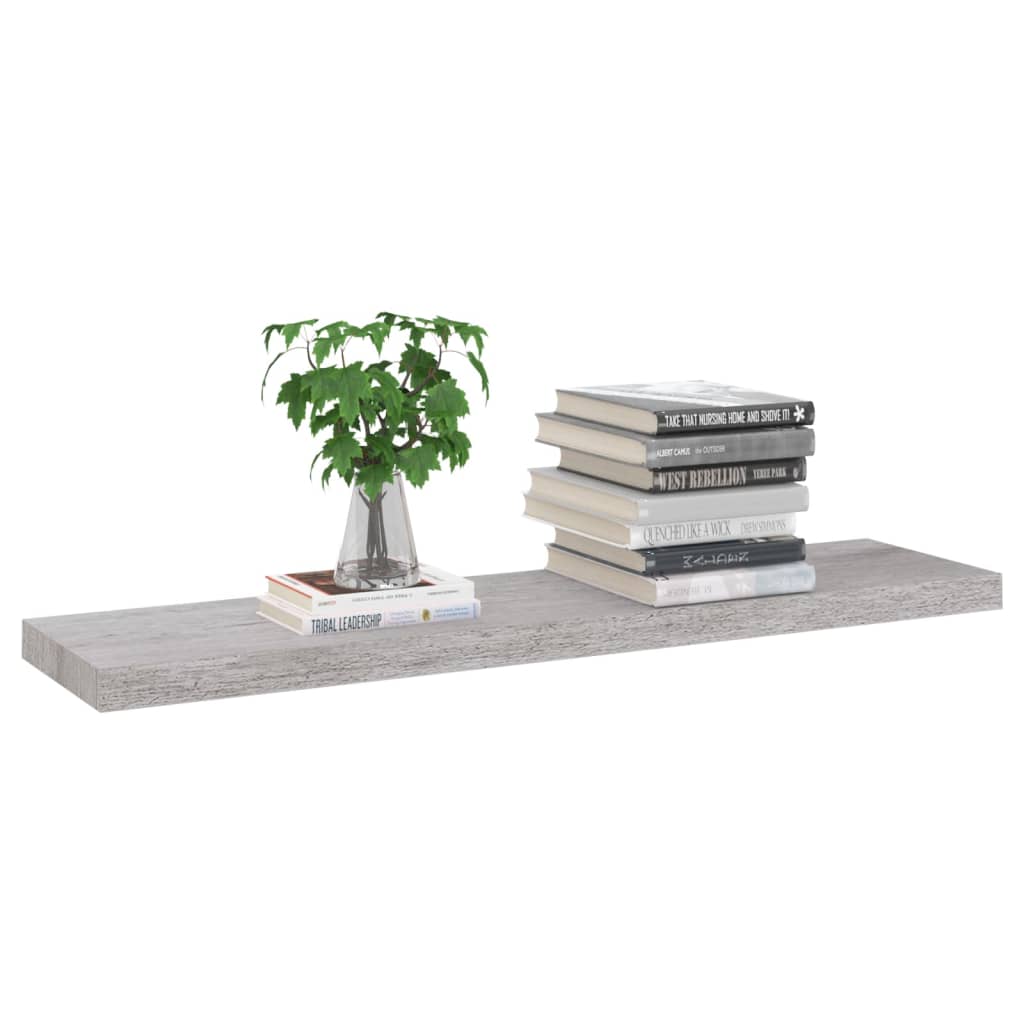 Flytende vegghylle betonggrå 90x23,5x3,8 cm MDF