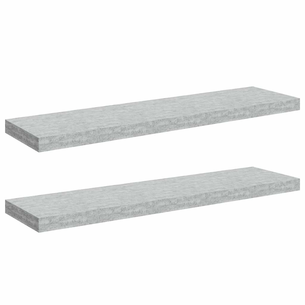 Flytende vegghyller 2 stk betonggrå 90x23,5x3,8 cm MDF