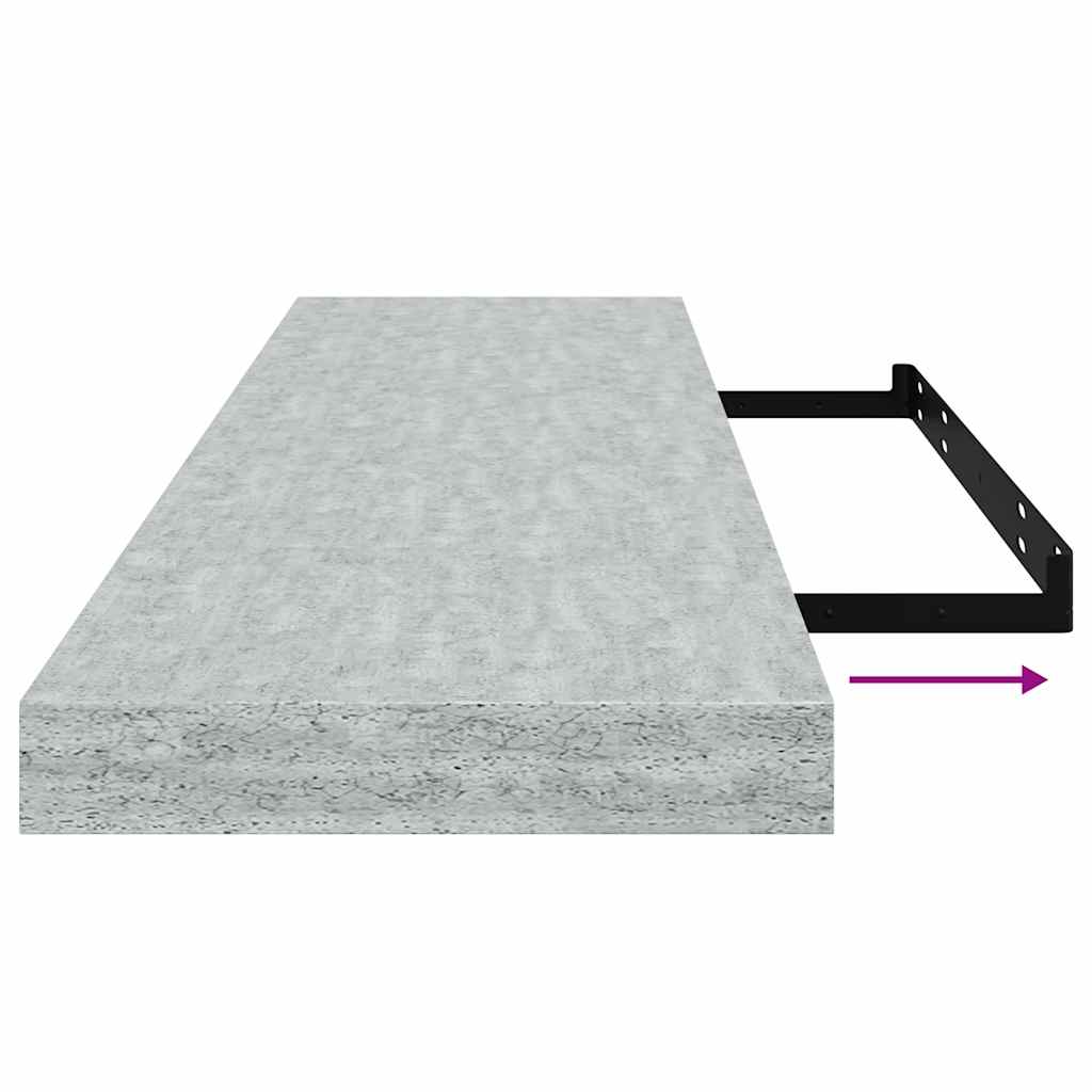 Flytende vegghyller 2 stk betonggrå 90x23,5x3,8 cm MDF