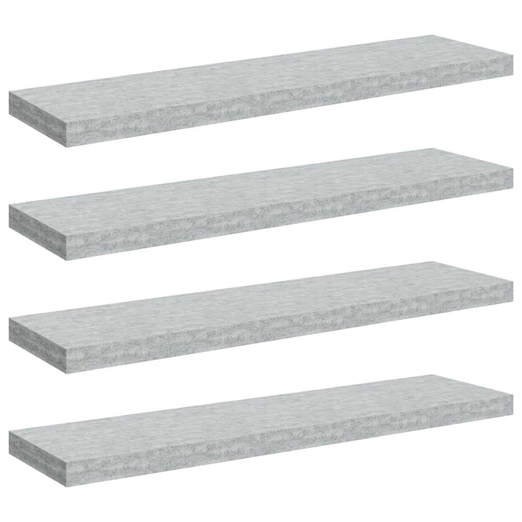 Flytende vegghyller 4 stk betonggrå 90x23,5x3,8 cm MDF
