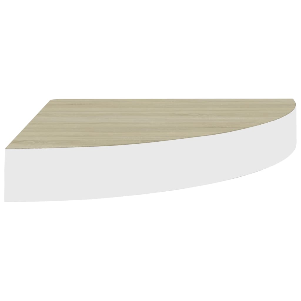 Hjørnehylle vegghengt eik og hvit 25x25x3,8 cm MDF