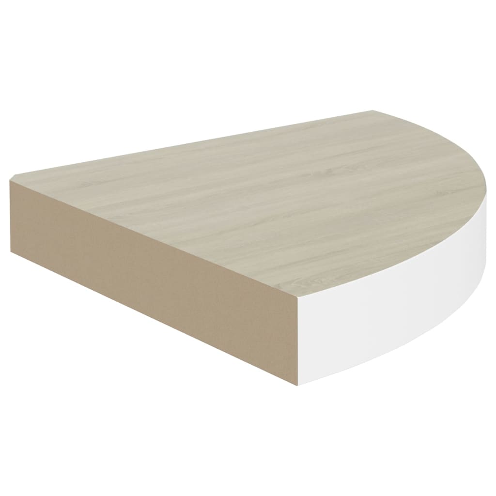 Hjørnehyller vegghengt 2 stk eik og hvit 25x25x3,8 cm MDF