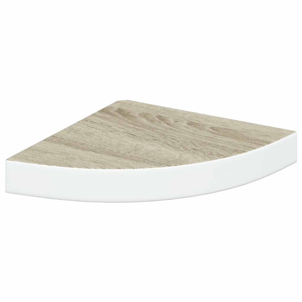 Hjørnehyller vegghengt 4 stk eik og hvit 25x25x3,8 cm MDF