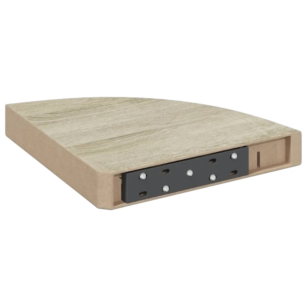 Hjørnehyller vegghengt 4 stk eik og hvit 25x25x3,8 cm MDF