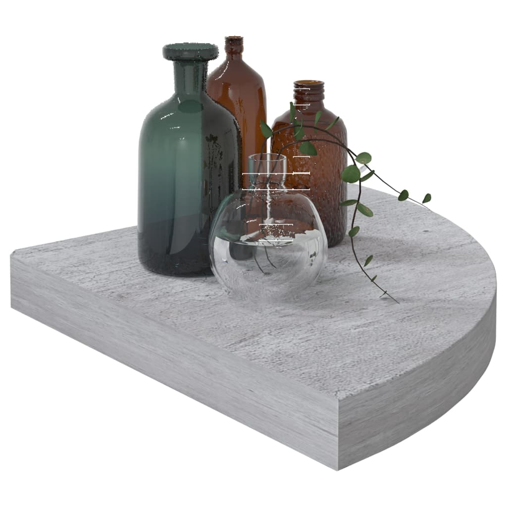 Hjørnehyller vegghengt 2 stk betonggrå 35x35x3,8 cm MDF