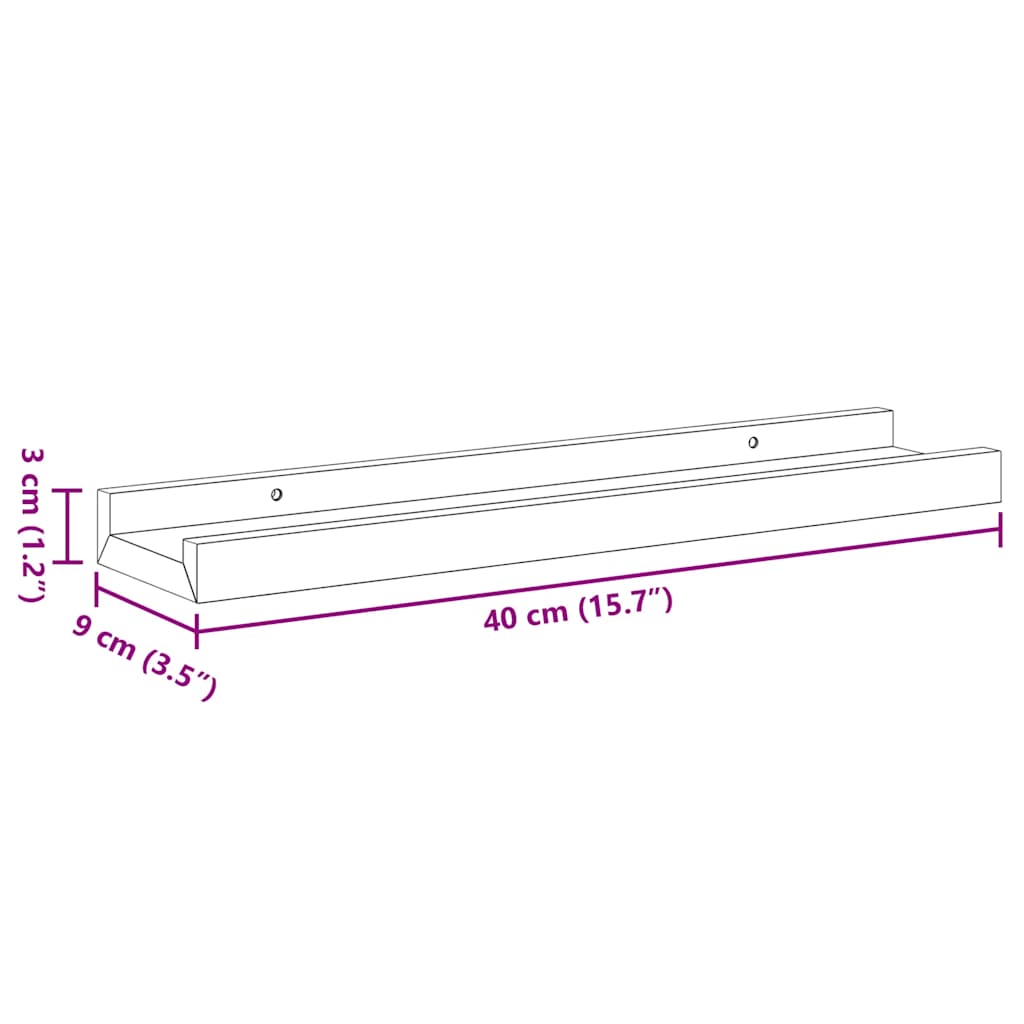 Vegghyller 4 stk hvit 40x9x3 cm