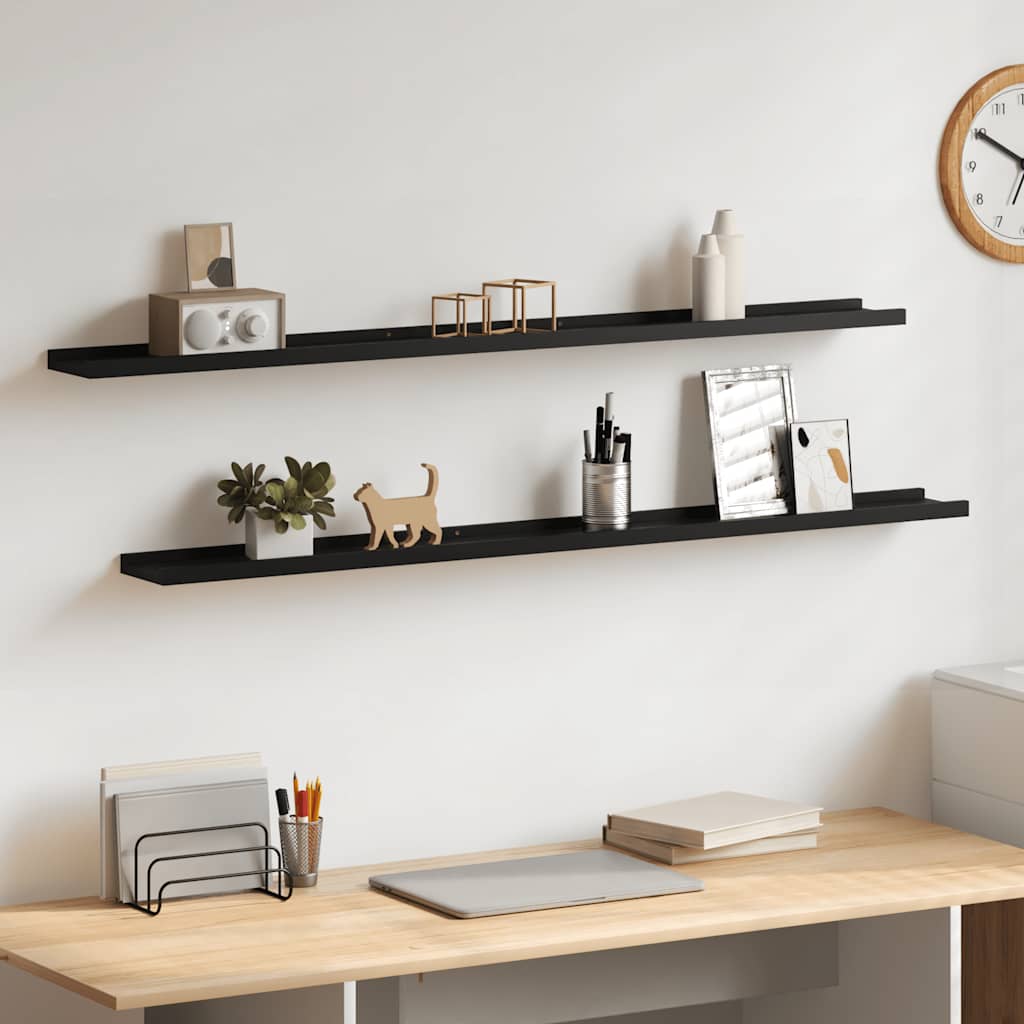 Vegghyller 2 stk svart 115x9x3 cm