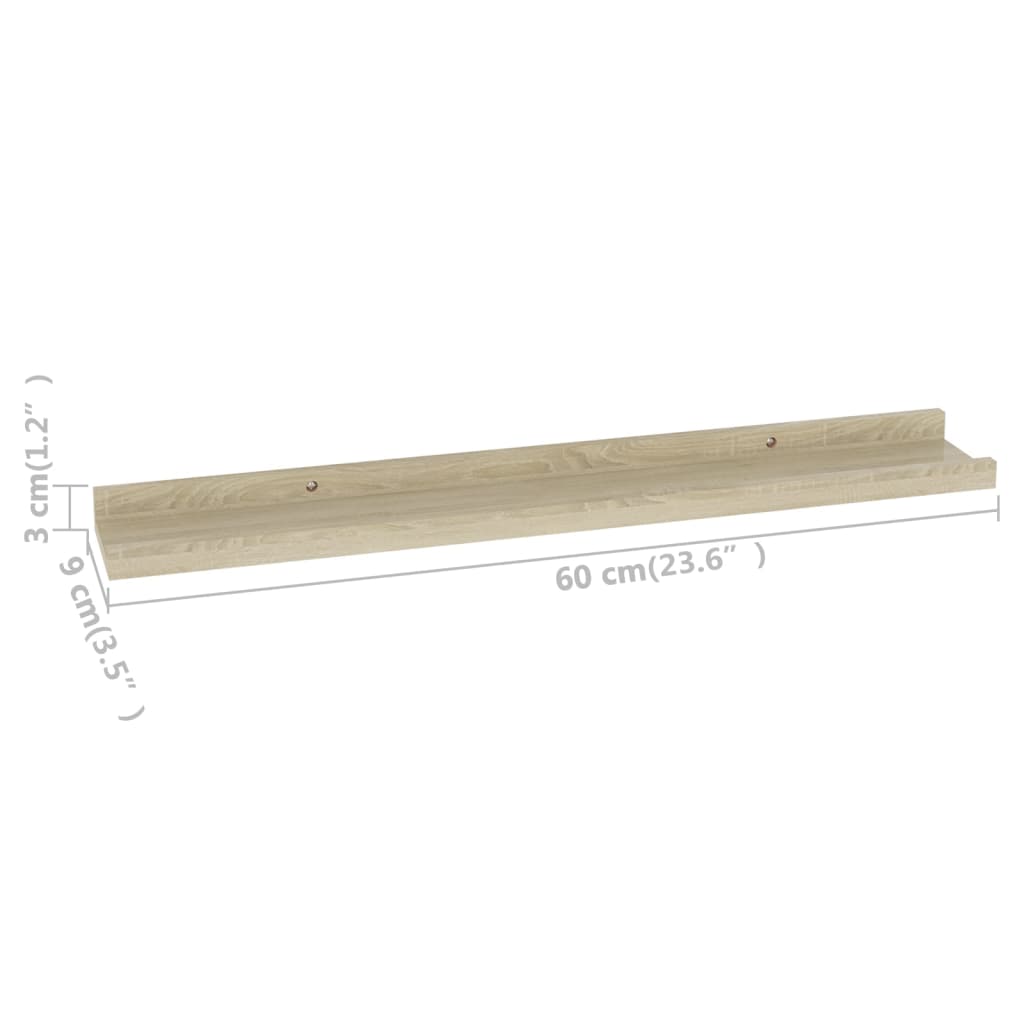 Vegghyller 2 stk Sonoma eik 60x9x3 cm