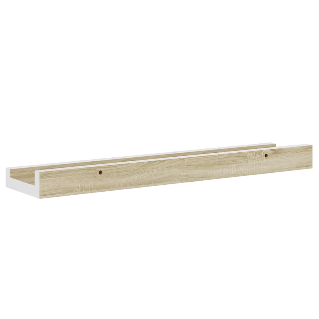 Vegghyller 4 stk hvit og sonoma eik 40x9x3 cm