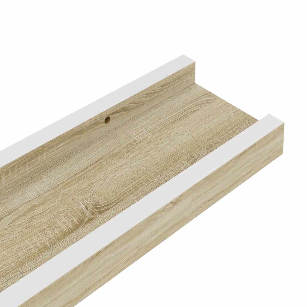 Vegghyller 4 stk hvit og sonoma eik 40x9x3 cm