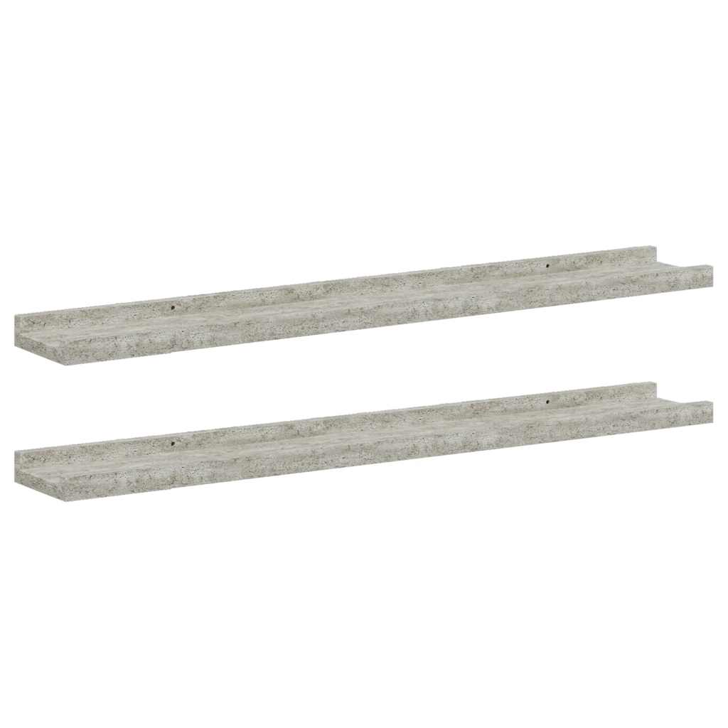 Vegghyller 2 stk betonggrå 80x9x3 cm
