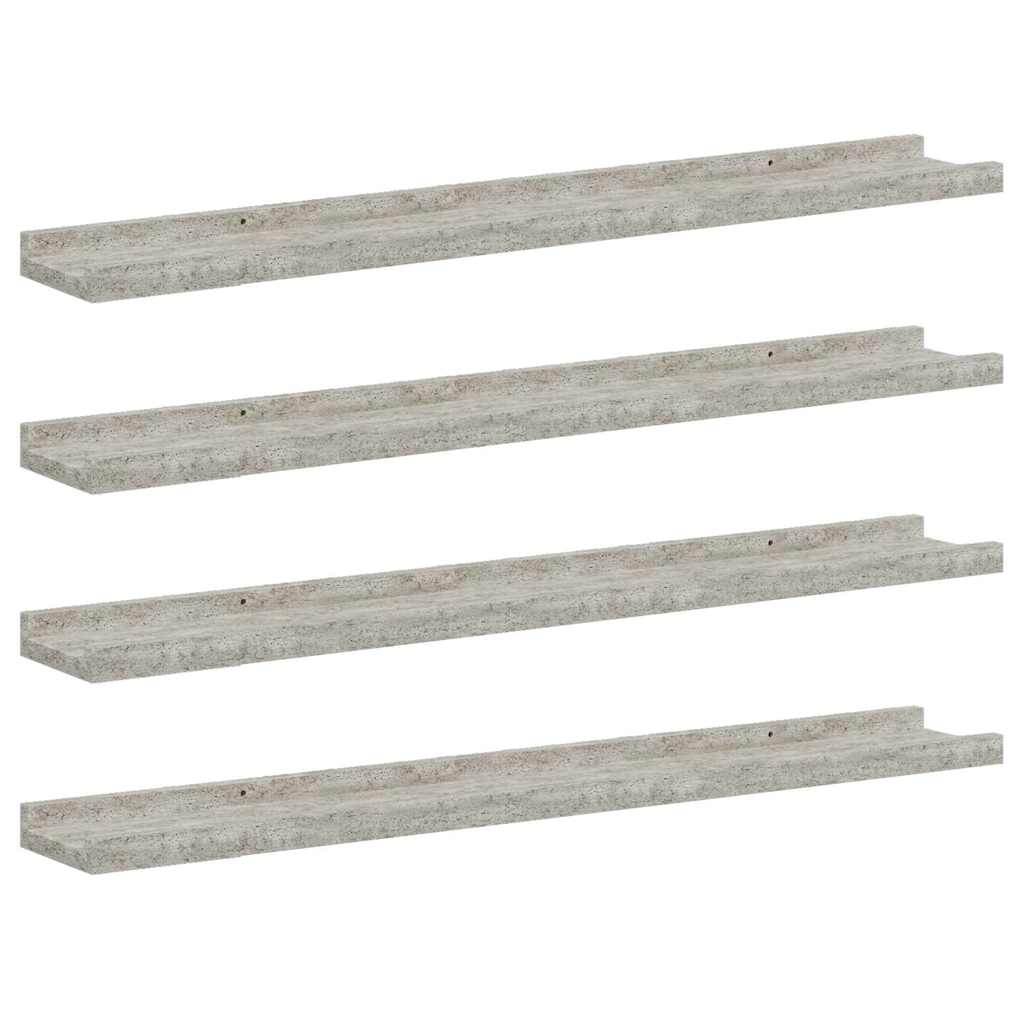 Vegghyller 4 stk betonggrå 80x9x3 cm