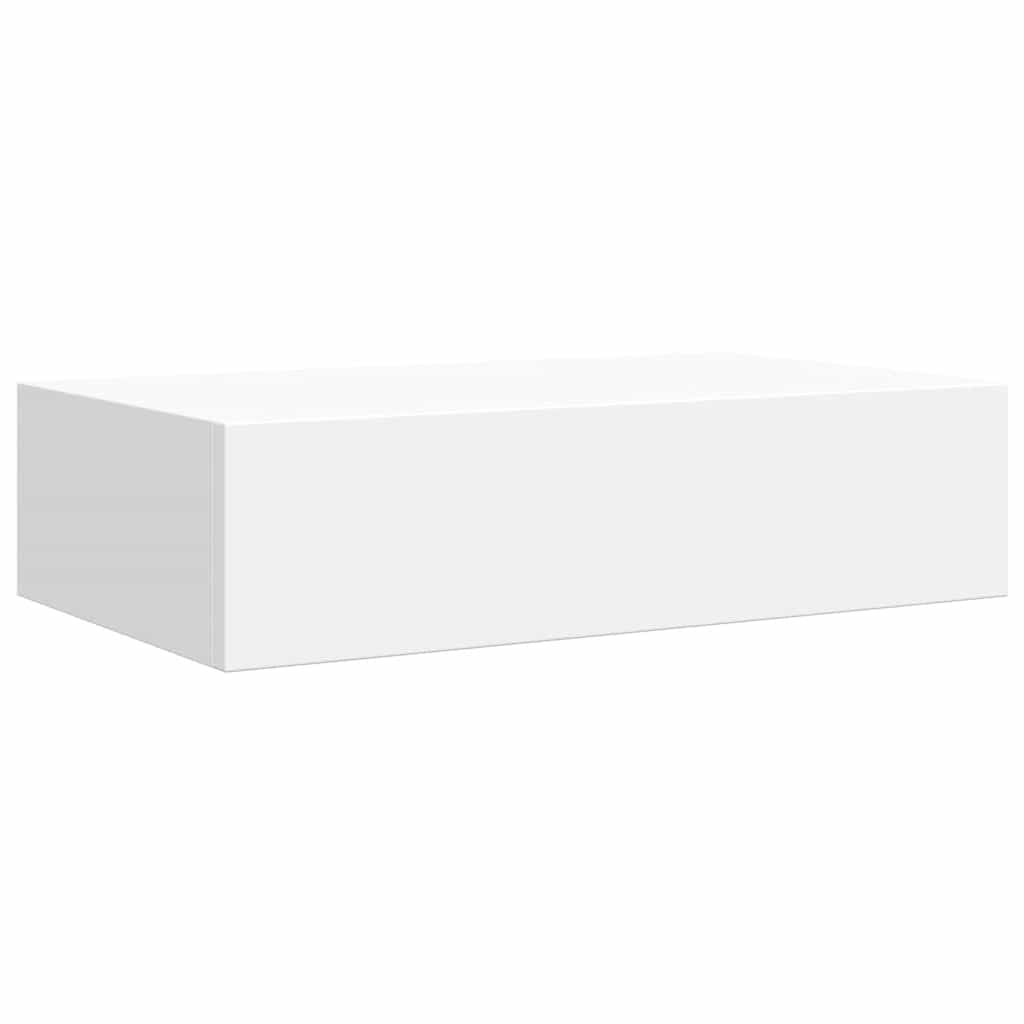 Veggmonterte skuffehyller 2 stk hvit 40x23,5x10 cm MDF