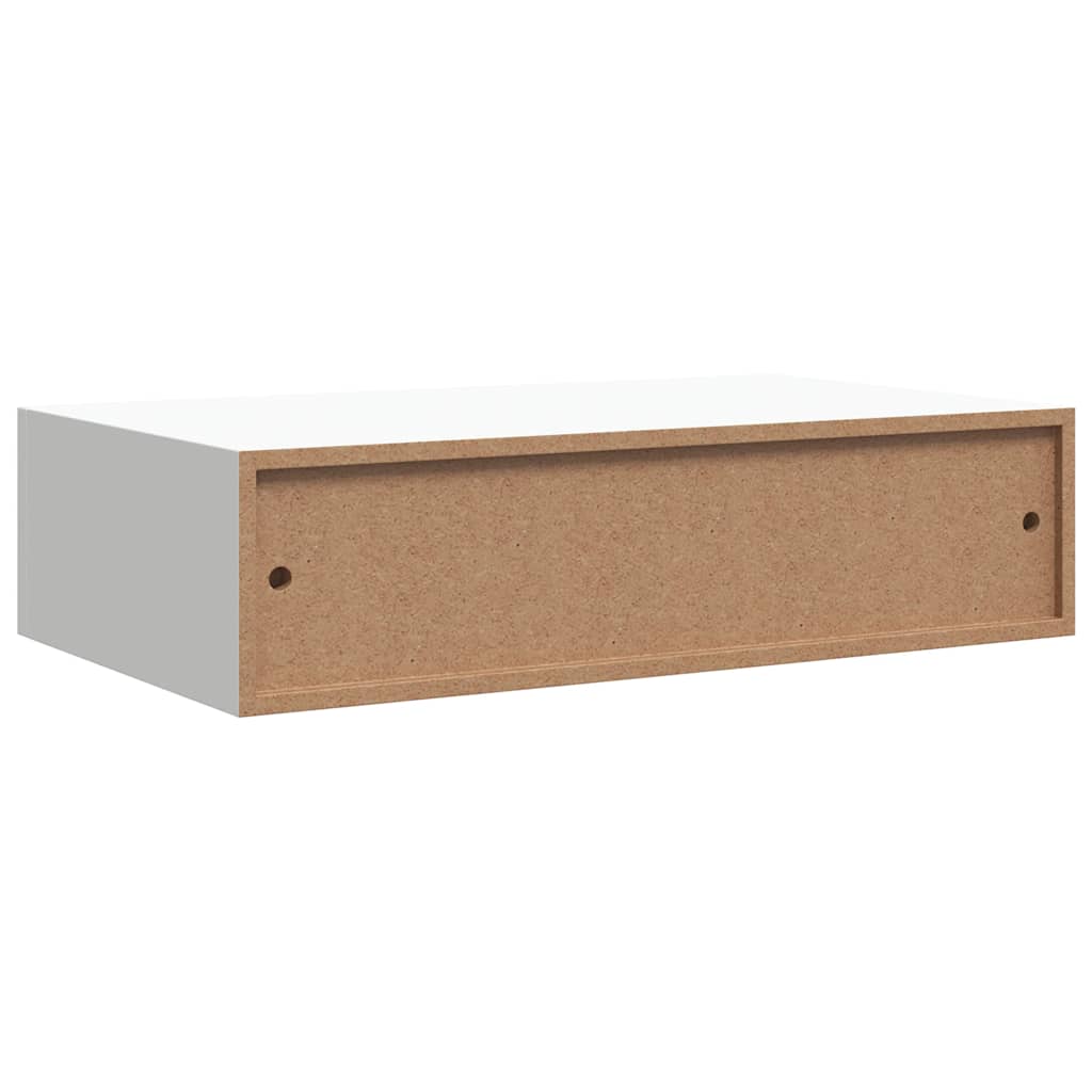 Veggmonterte skuffehyller 2 stk hvit 40x23,5x10 cm MDF