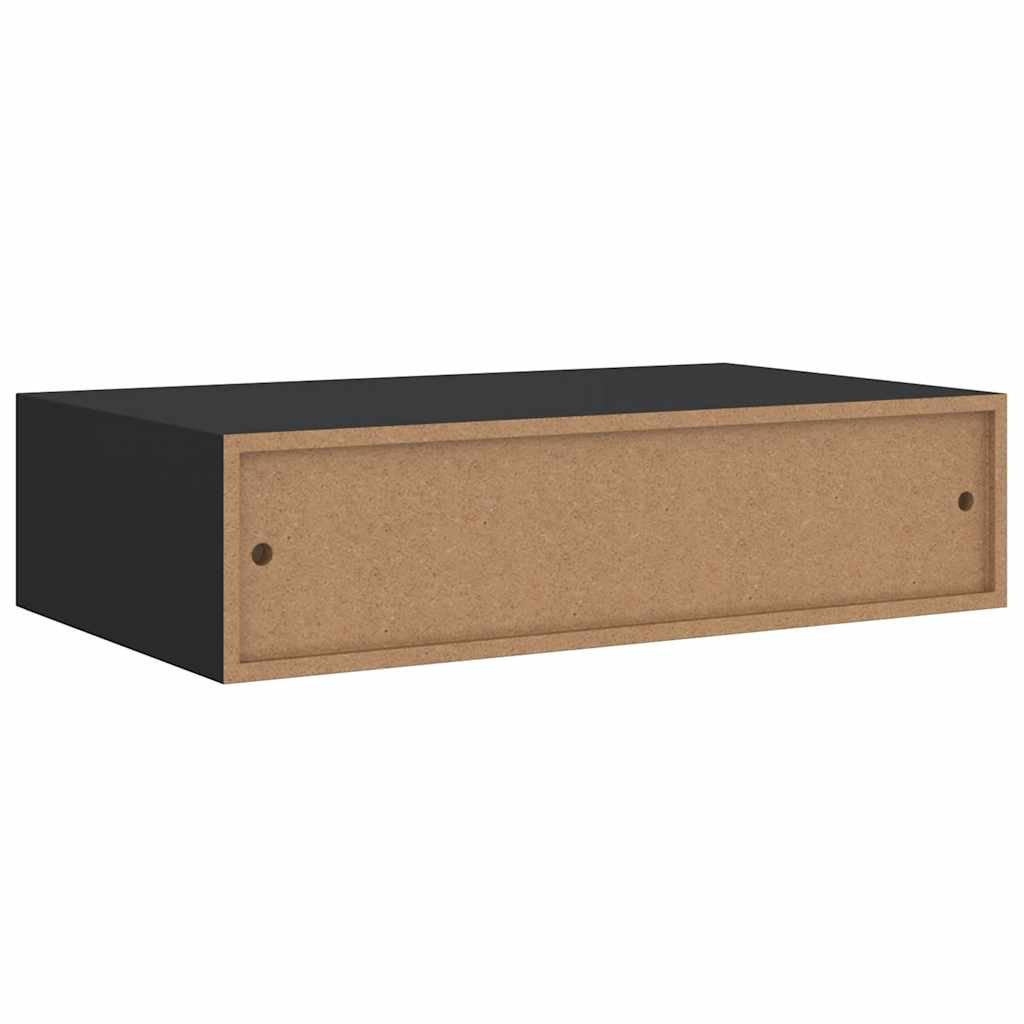 Veggmontert skuffehylle svart 40x23,5x10 cm MDF