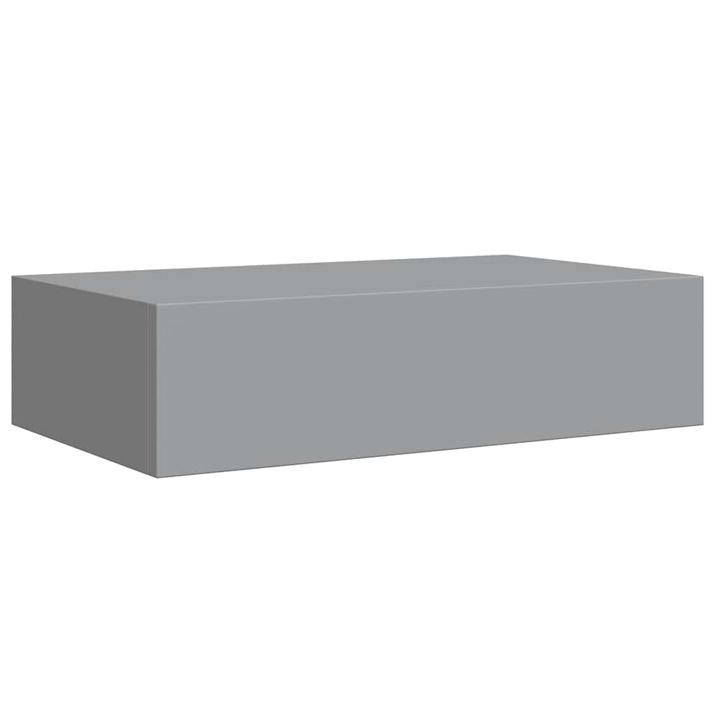 Veggmonterte skuffehyller 2 stk grå 40x23,5x10 cm MDF