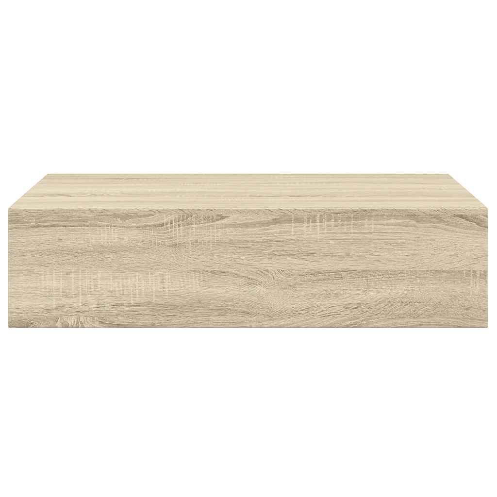 Veggmontert skuffehylle eik 40x23,5x10 cm MDF