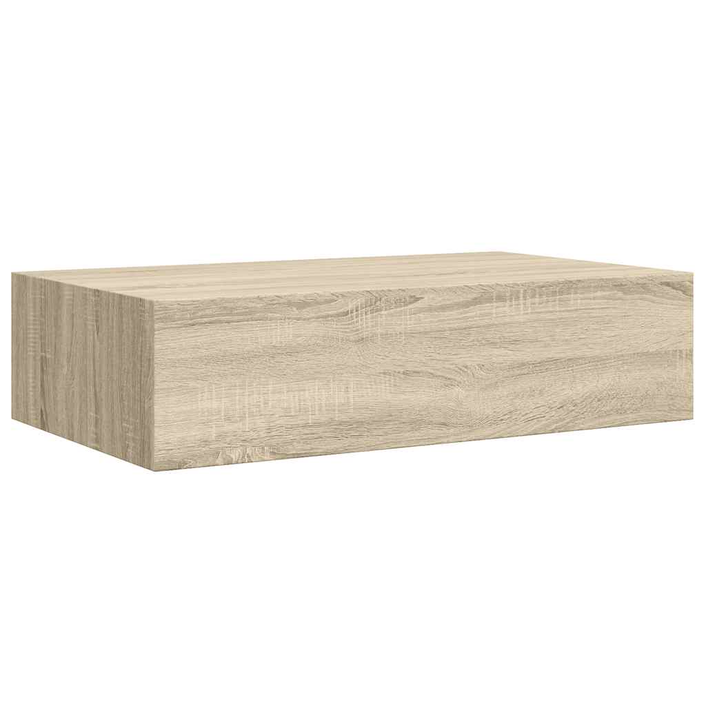 Veggmonterte skuffehyller 2 stk eik 40x23,5x10 cm MDF