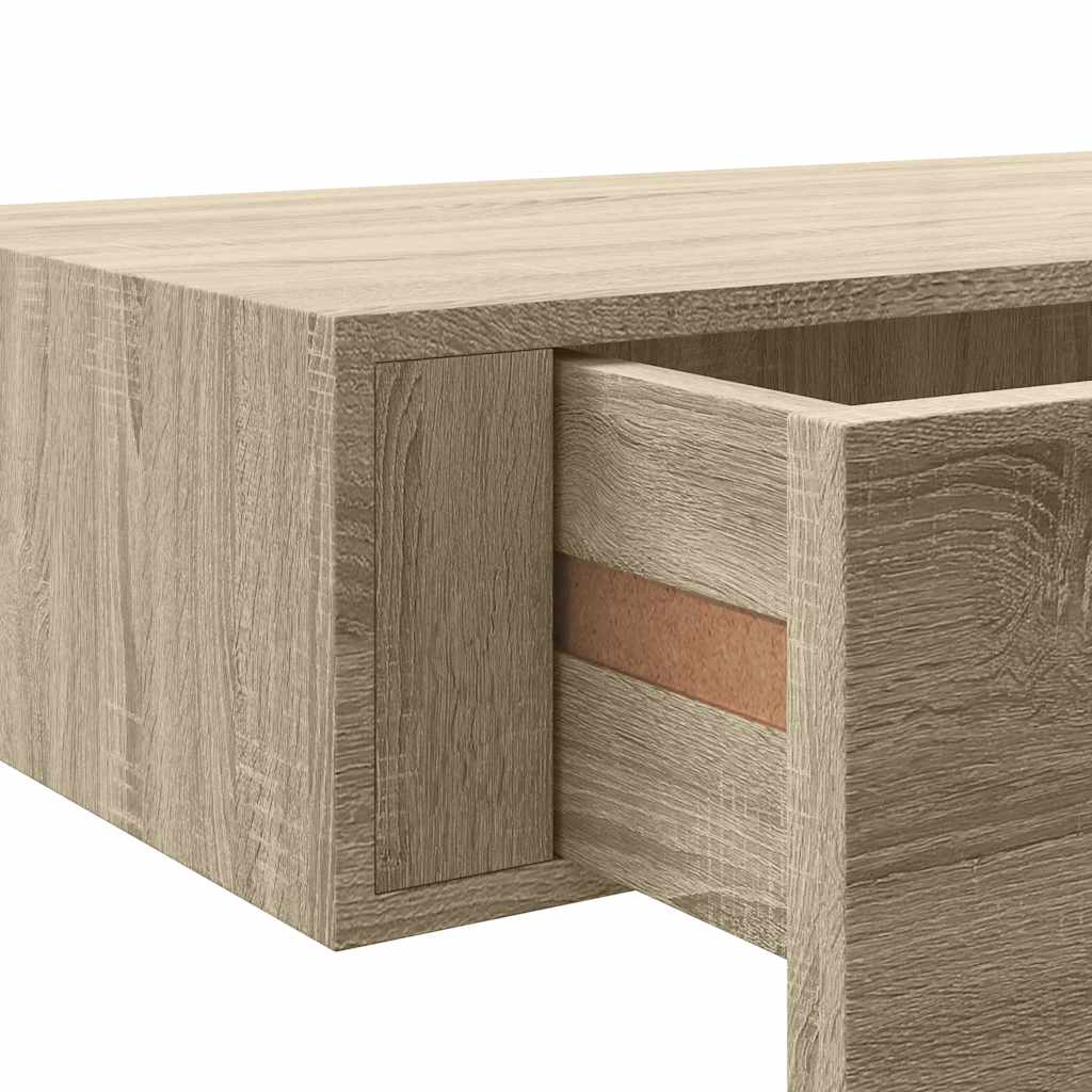 Veggmonterte skuffehyller 2 stk eik 40x23,5x10 cm MDF