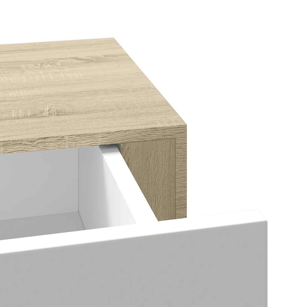Veggmontert skuffehylle eik og hvit 40x23,5x10cm MDF