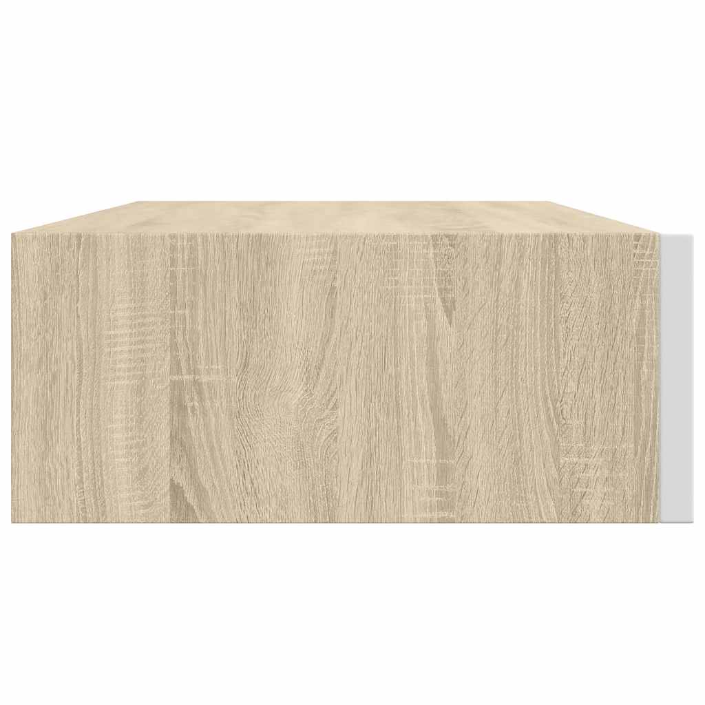 Veggmonterte skuffehyller 2 stk eik og hvit 40x23,5x10 cm MDF vidaXL