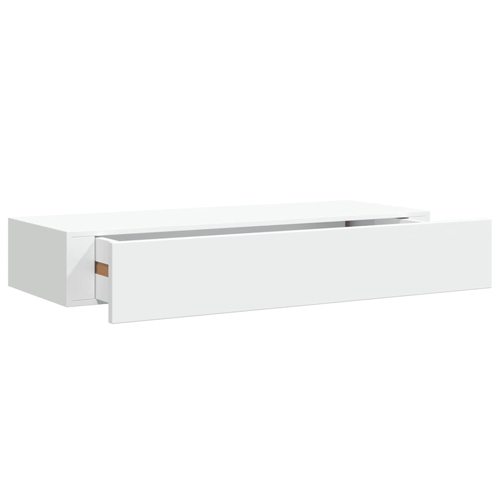 Veggmonterte skuffehyller 2 stk hvit 60x23,5x10 cm MDF vidaXL