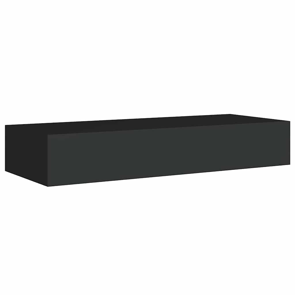 Veggmontert skuffehylle svart 60x23,5x10 cm MDF