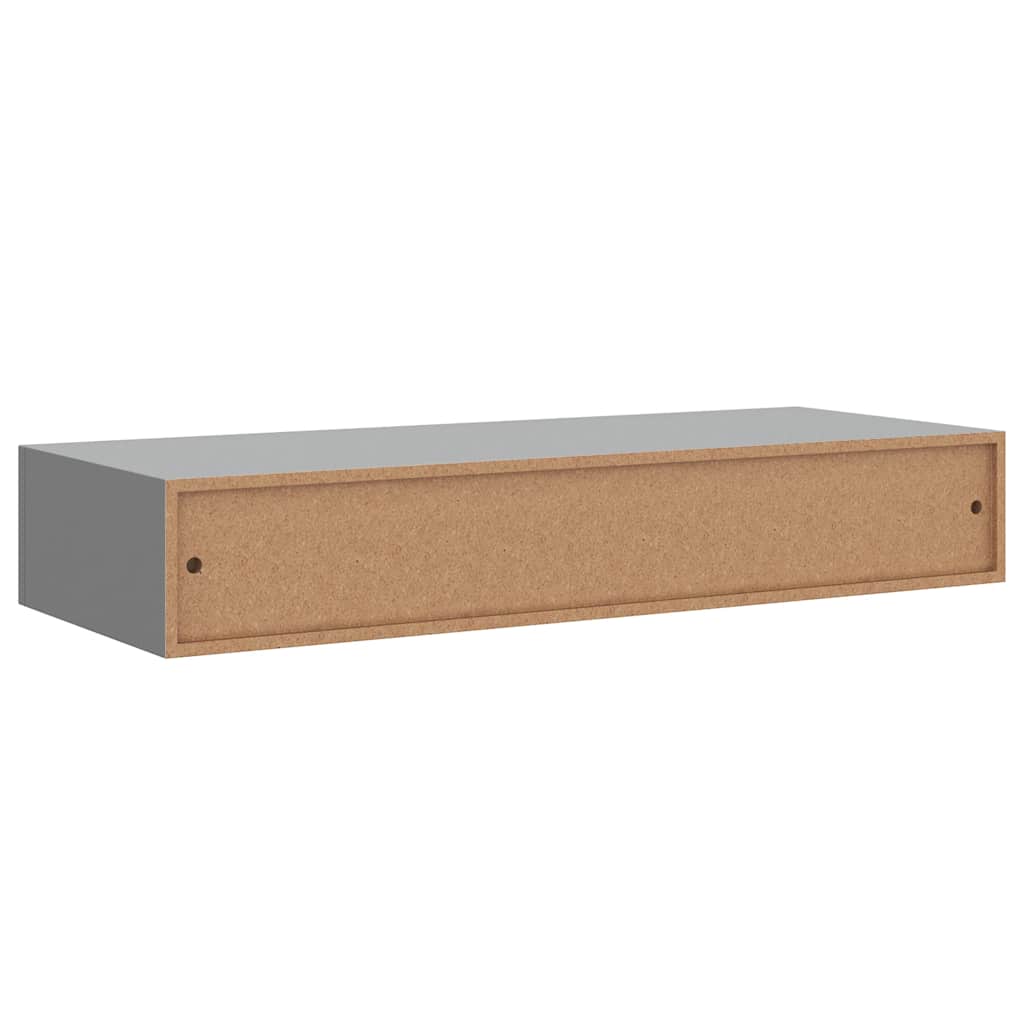 Veggmontert skuffehylle grå 60x23,5x10 cm MDF vidaXL