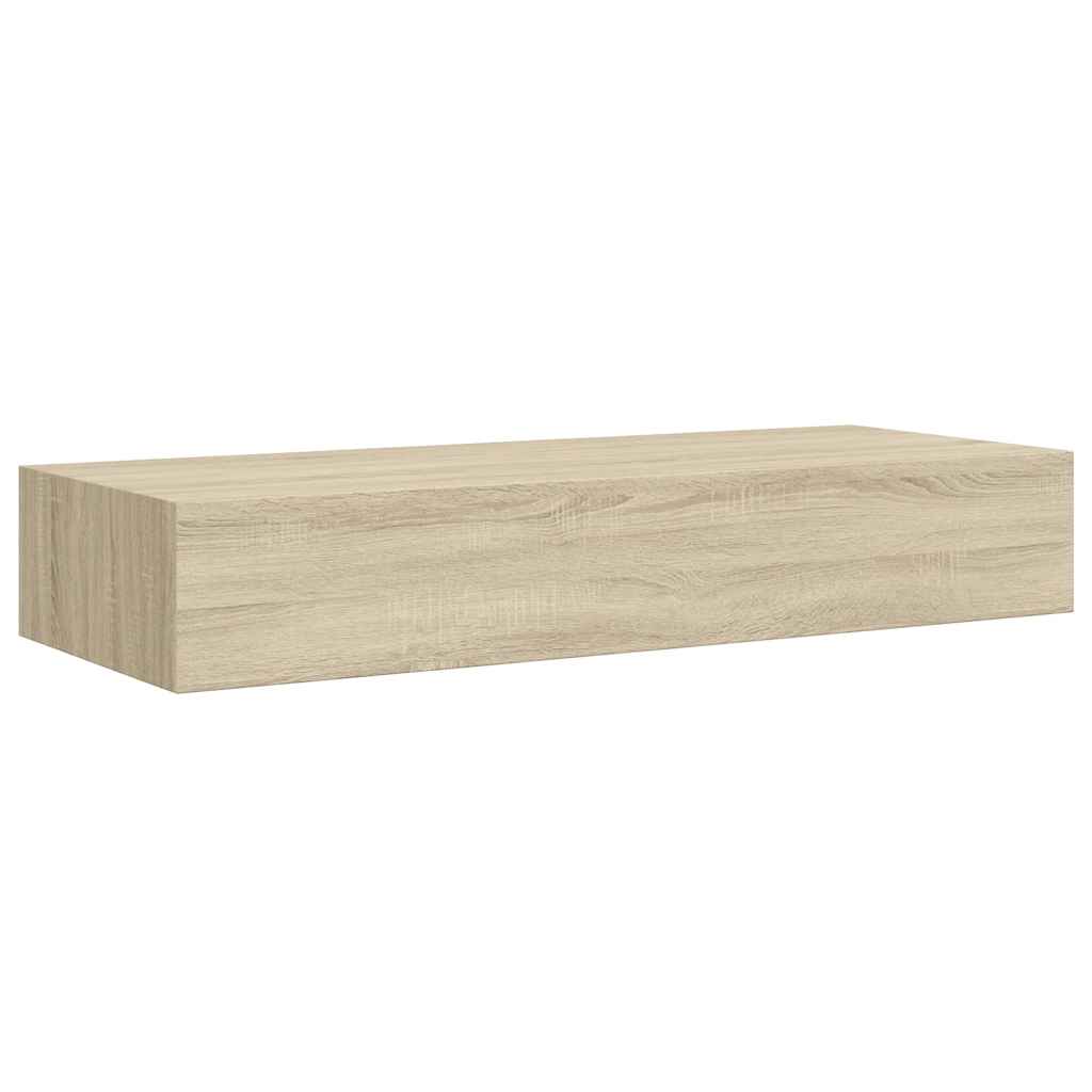 Veggmontert skuffehylle eik 60x23,5x10 cm MDF