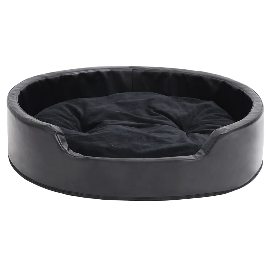 Hundeseng svart 79x70x19 cm plysj og kunstig lær