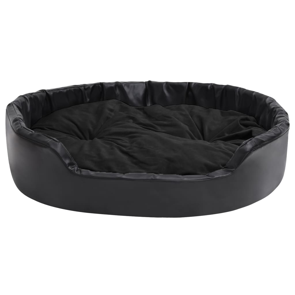 Hundeseng svart 99x89x21 cm plysj og kunstig lær vidaXL