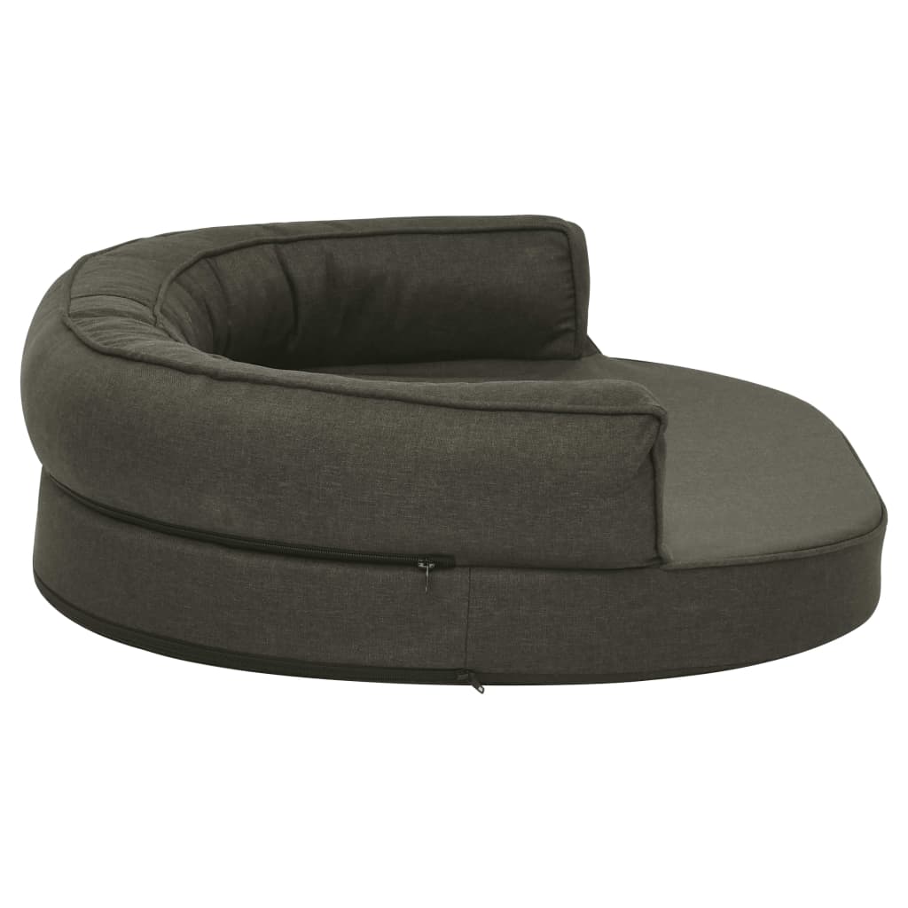 Ergonomisk hundeseng med linutseende 75x53 cm mørkegrå