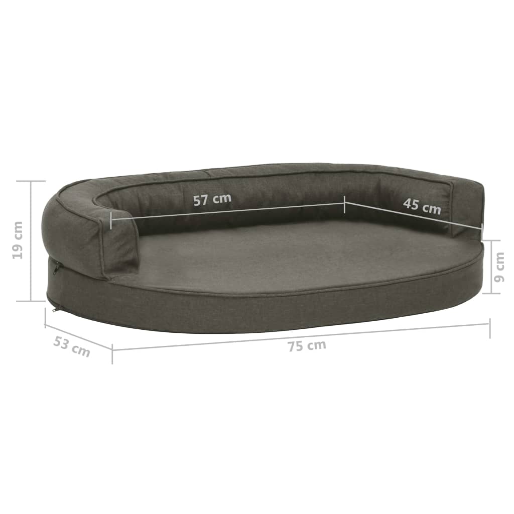 Ergonomisk hundeseng med linutseende 75x53 cm mørkegrå