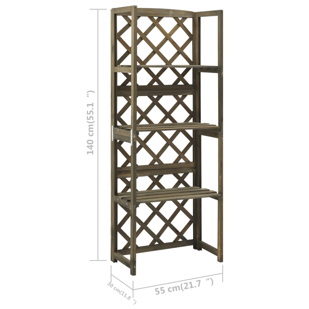 Espalier med hyller 55x30x140 cm heltre gran grå