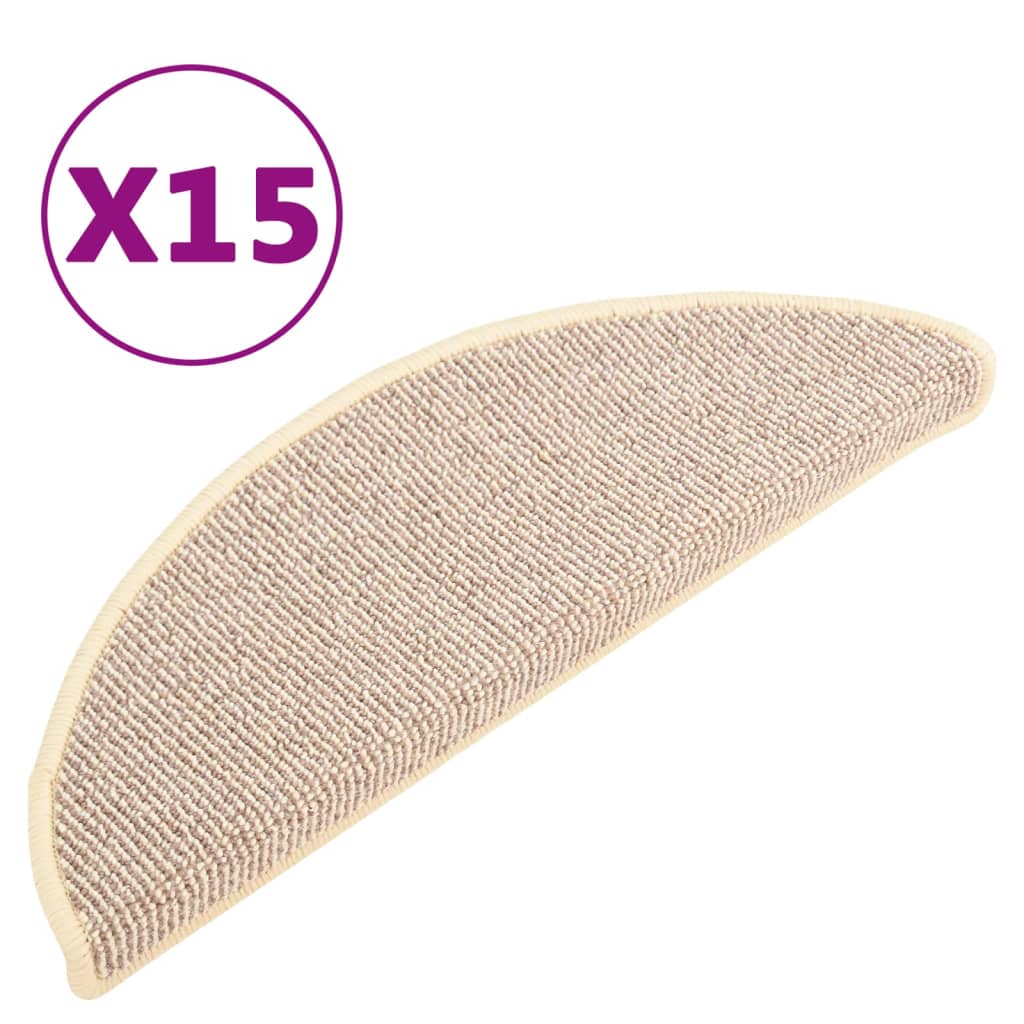 Trappematter 15 stk 65x21x4 cm hvite og brune halvrund store