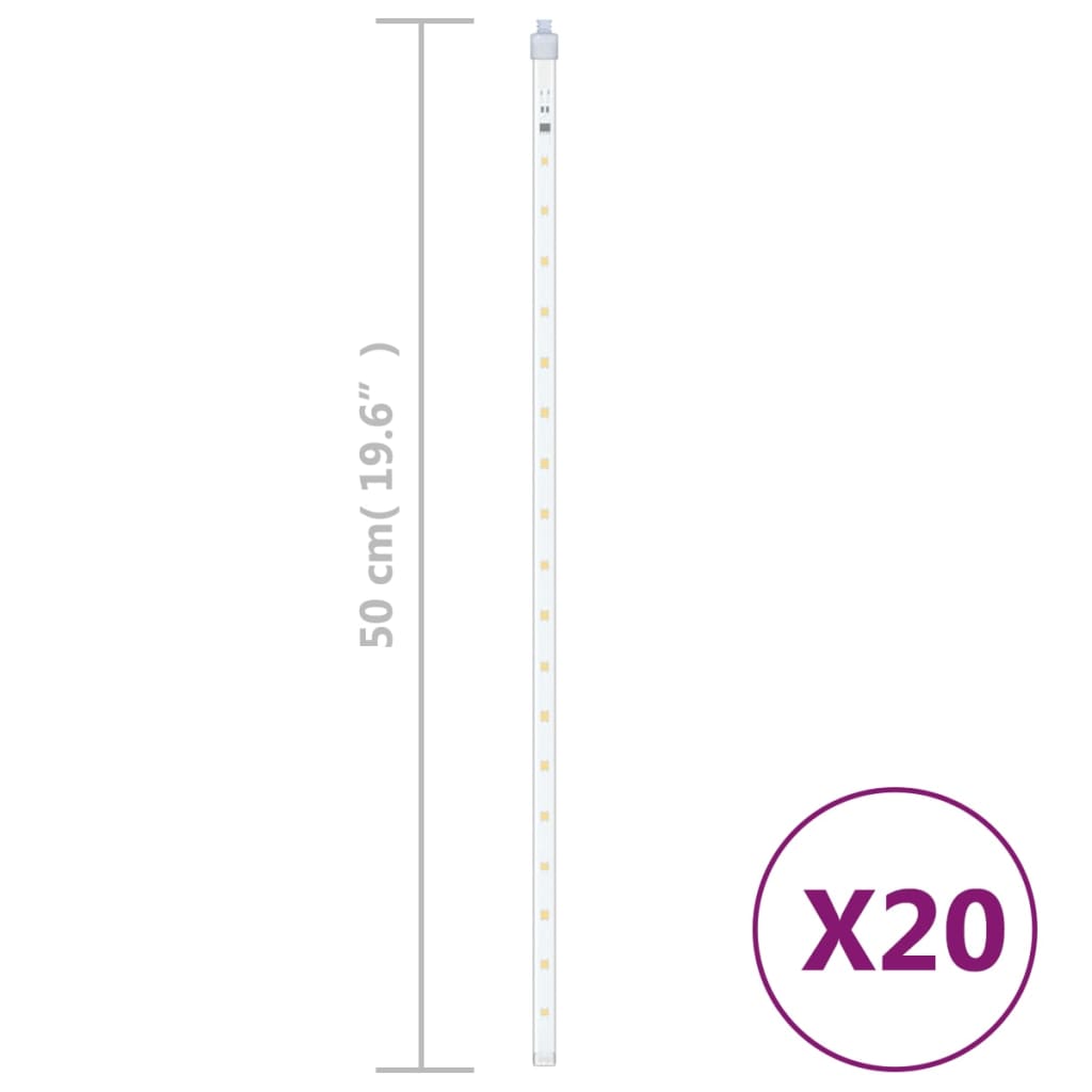 20stk Meteorlys 50 cm varmhvite 720 LED innendørs og utendørs
