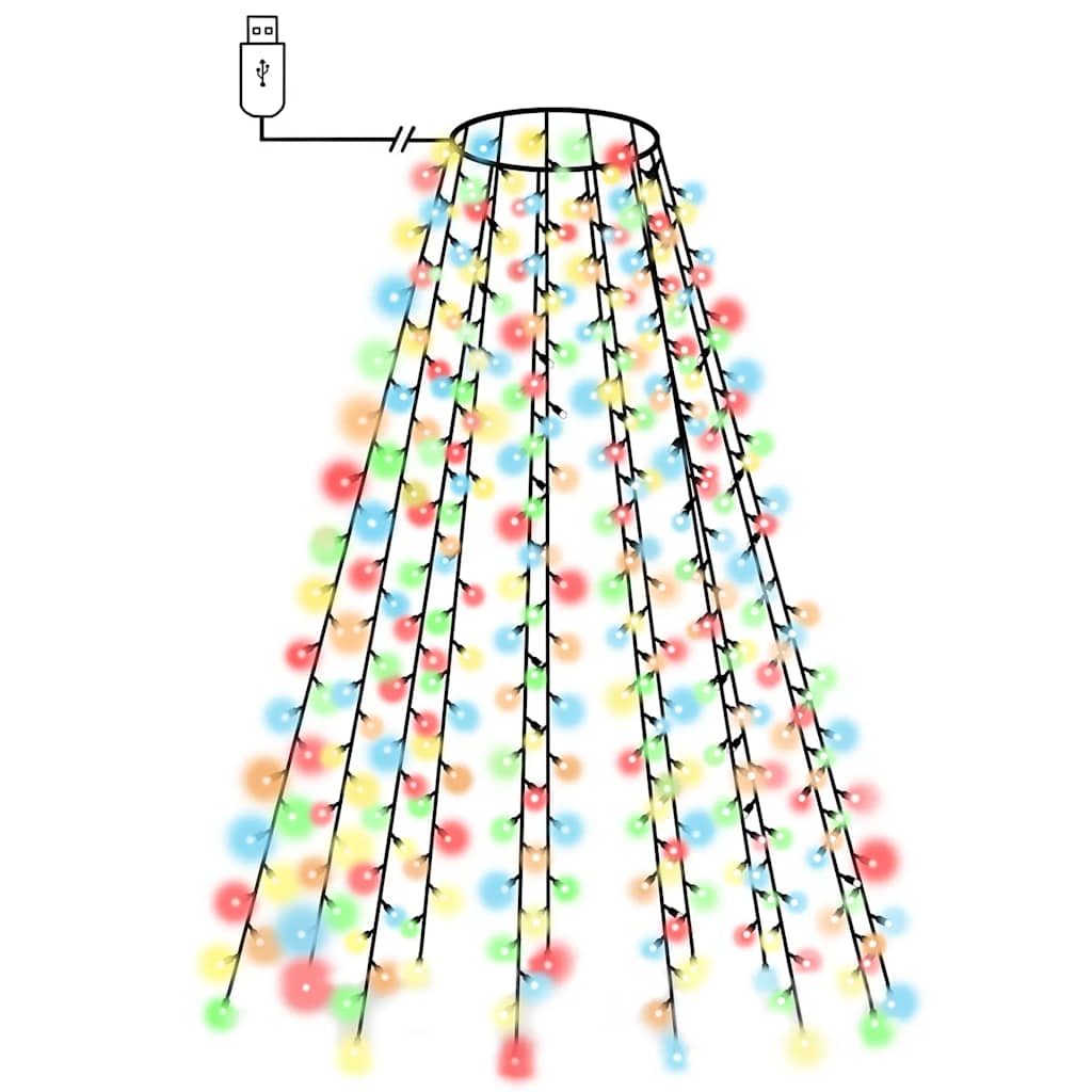 Nettlys for juletre med 150 LED flerfarget 150 cm