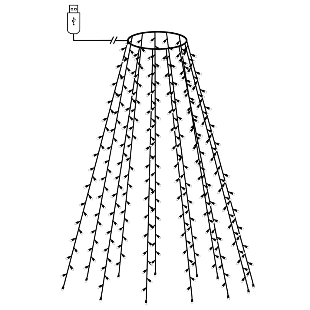 Nettlys for juletre med 150 LED flerfarget 150 cm