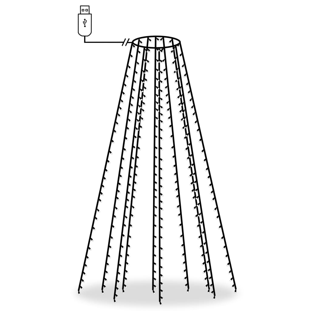 Nettlys for jultre med 250 LED blå 250 cm