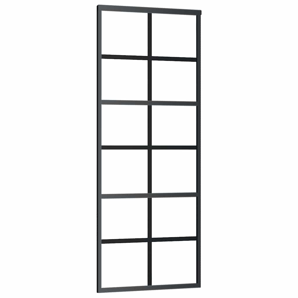 Skyvedør ESG-glass og aluminium 76x205 cm svart
